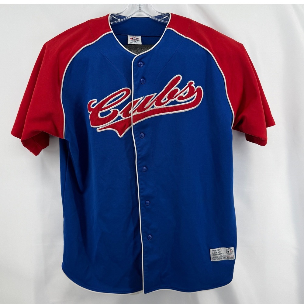 Chicago Cubs Jersey Mens XL True Fan Blue Polyester Embroidered Button Front